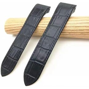 سوار جلد صيفي 23 ملم متوافق مع كارتييه سانتوس 100 اكس ال 38 ملم اسود مع براغي in Kuwait