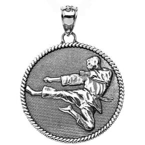 Claddagh Gold Fine Oxidized Sterling Silver Martial Arts Karate God Protect Me Rope Charm Pendant in Saudi Arabia