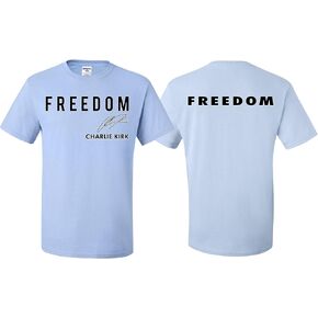 wild custom apparel Charlie Kirk Freedom Signature Generation Front & Back Freedom T-Shirts in Saudi Arabia