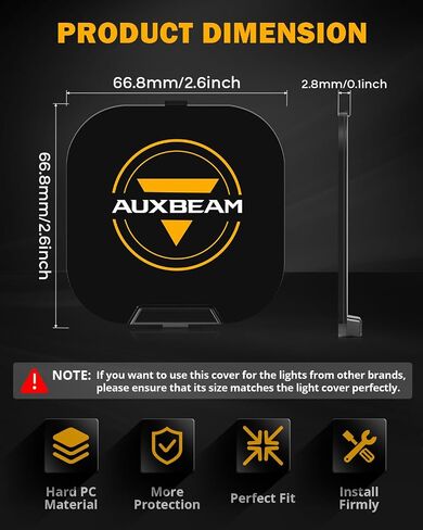 غطاء حماية للطرق الوعرة من سلسلة Color Play مقاس 3 بوصات من Auxbeam، غطاء خفيف مربع أسود، قطعتان، (متوافق فقط مع سلسلة Color Play) in Kuwait