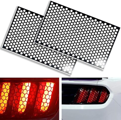 مجموعة من ملصقين للسيارة، زخرفة غطاء الضوء الخلفي، ملصق تزيين من نوع قرص العسل، مناسب لغطاء الضوء الخلفي للسيارة مقاس 11.8 بوصة × 18.8 بوصة (أسود) in Kuwait