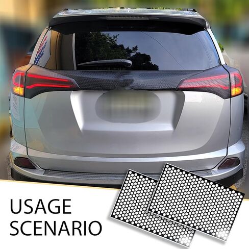 مجموعة من ملصقين للسيارة، زخرفة غطاء الضوء الخلفي، ملصق تزيين من نوع قرص العسل، مناسب لغطاء الضوء الخلفي للسيارة مقاس 11.8 بوصة × 18.8 بوصة (أسود) in Kuwait