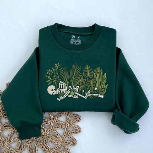 Embroidered Funny Plant Sweatshirt – Skeleton Plant Shirt – Gardener Clothing – Plants Shirt for Women – Cute Plants Gifts – Unique Gifts for Her Multi in Saudi Arabia