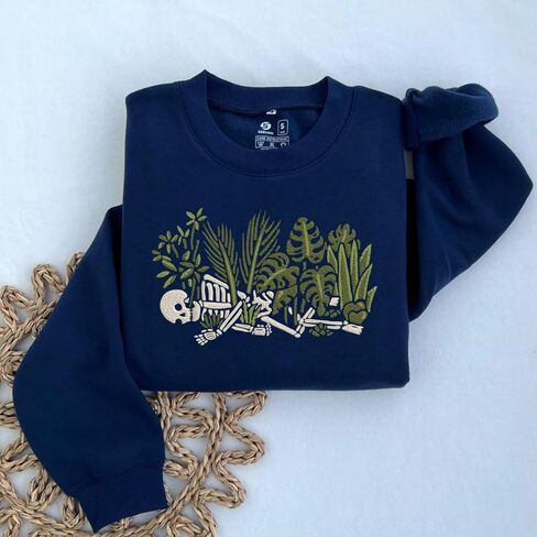 Embroidered Funny Plant Sweatshirt – Skeleton Plant Shirt – Gardener Clothing – Plants Shirt for Women – Cute Plants Gifts – Unique Gifts for Her Multi in Saudi Arabia