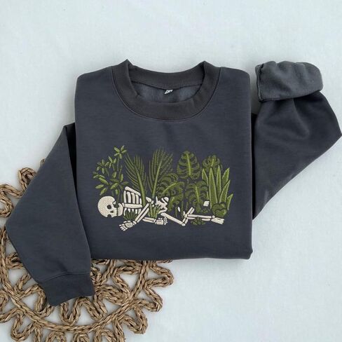 Embroidered Funny Plant Sweatshirt – Skeleton Plant Shirt – Gardener Clothing – Plants Shirt for Women – Cute Plants Gifts – Unique Gifts for Her Multi in Saudi Arabia