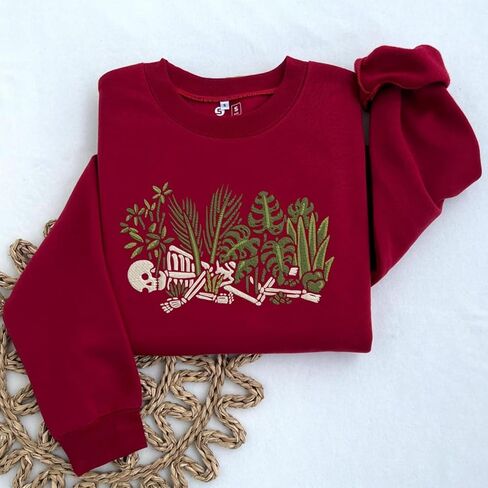 Embroidered Funny Plant Sweatshirt – Skeleton Plant Shirt – Gardener Clothing – Plants Shirt for Women – Cute Plants Gifts – Unique Gifts for Her Multi in Saudi Arabia