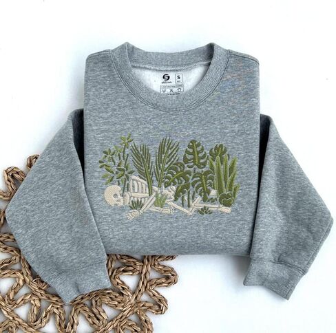 Embroidered Funny Plant Sweatshirt – Skeleton Plant Shirt – Gardener Clothing – Plants Shirt for Women – Cute Plants Gifts – Unique Gifts for Her Multi in Saudi Arabia