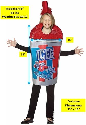 Rasta Imposta Icee Sparkle Red Costume Slurpee Slush Puppie Dress Up Party Kids Halloween Costumes, Child Size 10-12 in Saudi Arabia