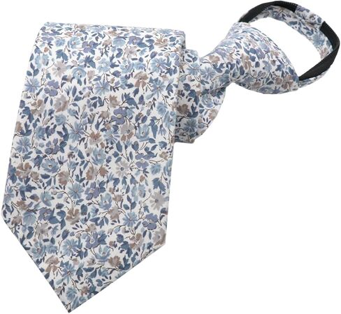 Zipper Floral Ties for Men, Mens Cotton Flower Tie Adjustable Pre-Tied Necktie for Groomsmen Wedding Party Beach in Saudi Arabia