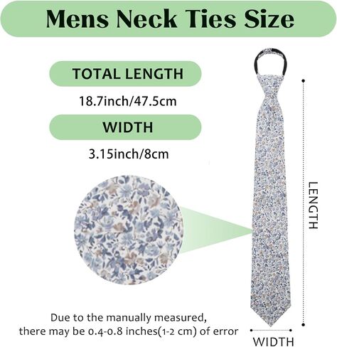 Zipper Floral Ties for Men, Mens Cotton Flower Tie Adjustable Pre-Tied Necktie for Groomsmen Wedding Party Beach in Saudi Arabia
