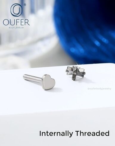 G23 Titanium Flat Back Labret Stud 16G Star Cartilage Earring Studs 6mm 8mm Internally Threaded for Nose, Lip, Helix, Tragus, Conch Piercing Gold & Silver in Saudi Arabia