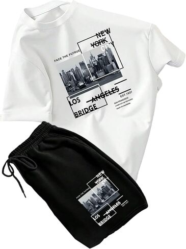 Men's Short Sets 2 Piece Crew Neck Novelty Graphic Tees & Shorts Tracksuits in Saudi Arabia