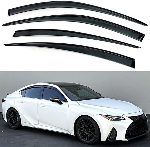 Premium Luxury Smoke Tinted Window Visor Rain Guard W/Clips & Black Trim Compatible for 2021-2024 Lexus IS300 IS350 IS500 in Saudi Arabia