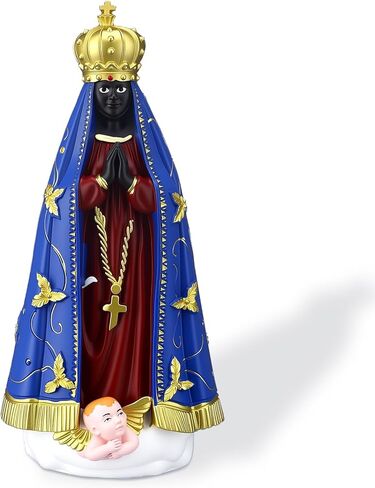 Bucherry Our Lady Aparecida Religious Figurine 8'' Nossa Senhora Aparecida Statue Blessed Statue Resin Tabletop Decor for Home Altar Car Dashboard Collectible Display Office Religious Gift Decor in Saudi Arabia