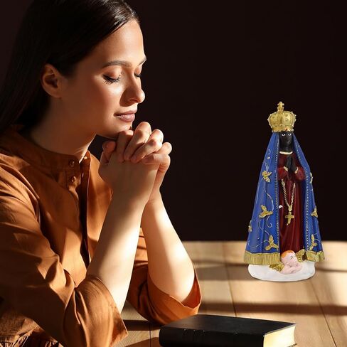 Bucherry Our Lady Aparecida Religious Figurine 8'' Nossa Senhora Aparecida Statue Blessed Statue Resin Tabletop Decor for Home Altar Car Dashboard Collectible Display Office Religious Gift Decor in Saudi Arabia