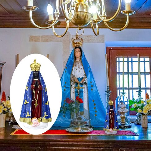 Bucherry Our Lady Aparecida Religious Figurine 8'' Nossa Senhora Aparecida Statue Blessed Statue Resin Tabletop Decor for Home Altar Car Dashboard Collectible Display Office Religious Gift Decor in Saudi Arabia