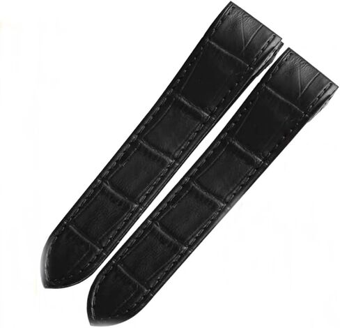 سوار جلد صيفي 23 ملم متوافق مع كارتييه سانتوس 100 اكس ال 38 ملم اسود مع براغي in Kuwait