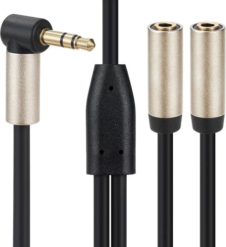 Halokny Audio Splitter Cable,90 Degree Right Angle 3.5mm Male to 2 Female Jack Headphone Audio Stereo Y Splitter Adapter Cable for Tablets, MP3 Players (90 Degree Right Angle) in Kuwait