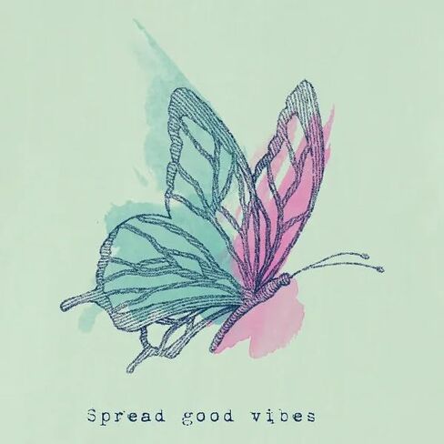 الحياة جيدة. قميص نسائي بأكمام قصيرة من نوع Spread Good Vibes، أخضر داكن in Saudi Arabia