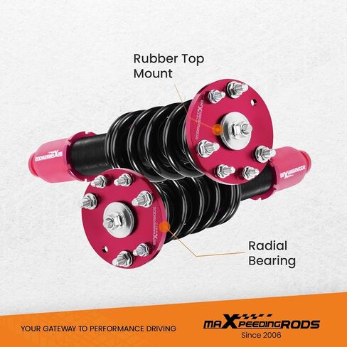 maxpeedingrods Coilovers لسيارة Honda Accord VIII سيدان/كوبيه 2008-2012، لسيارة Acura TSX 2008-2014، طقم تعليق كويلوفر قابل للتعديل، ممتص الصدمات الزنبركي، طقم خفض أحمر in Saudi Arabia