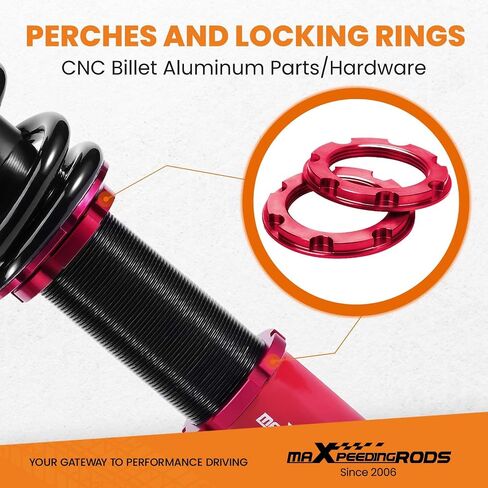 maxpeedingrods Coilovers لسيارة Honda Accord VIII سيدان/كوبيه 2008-2012، لسيارة Acura TSX 2008-2014، طقم تعليق كويلوفر قابل للتعديل، ممتص الصدمات الزنبركي، طقم خفض أحمر in Saudi Arabia