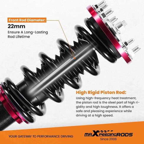 maxpeedingrods Coilovers لسيارة Honda Accord VIII سيدان/كوبيه 2008-2012، لسيارة Acura TSX 2008-2014، طقم تعليق كويلوفر قابل للتعديل، ممتص الصدمات الزنبركي، طقم خفض أحمر in Saudi Arabia
