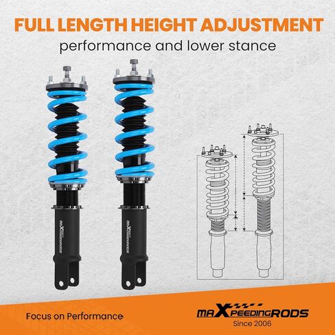 maXpeedingrods Coilover for Honda S2000 2000-2009, 24 Levels Damper Adjustable Coilovers Suspension Kit Strut, Height Adjustable Shock Absorber Struts, T6 Upgraded Lowering Kits Blue in Saudi Arabia