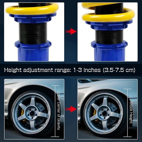24 Levels Adjustable Coilovers Compatible with Honda Accord 2003-2007 High Poundage Coil Spring Absorber Struts Suspension Lowering Kit Red in Saudi Arabia