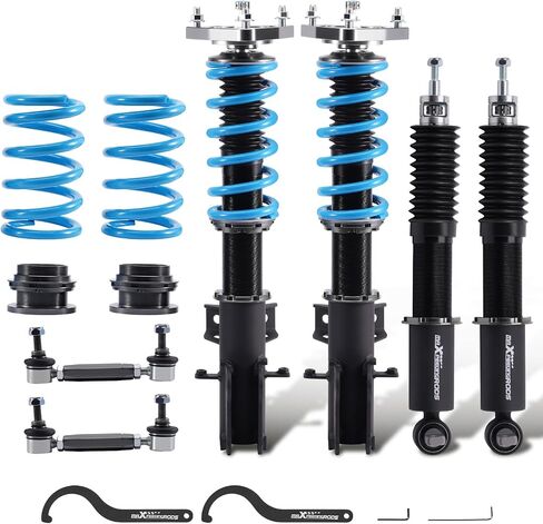 maXpeedingrods Coilover for Ford Mustang (S550) 2015-2023, 24 Levels Damper Adjustable Coilovers Suspension Kit Strut, Ride Height Adjustable Shock Absorber Struts, T6 Upgraded Lowering Kits Blue in Saudi Arabia