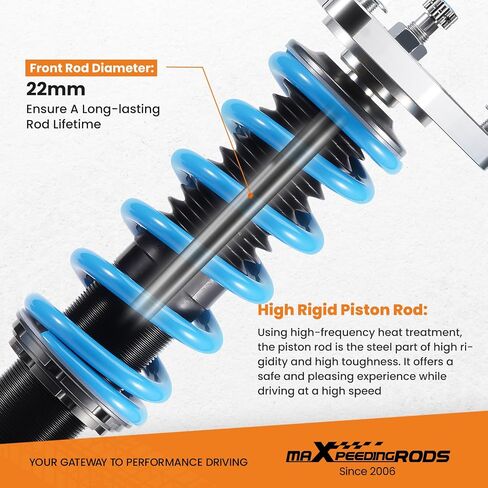 maXpeedingrods Coilover for Ford Mustang (S550) 2015-2023, 24 Levels Damper Adjustable Coilovers Suspension Kit Strut, Ride Height Adjustable Shock Absorber Struts, T6 Upgraded Lowering Kits Blue in Saudi Arabia