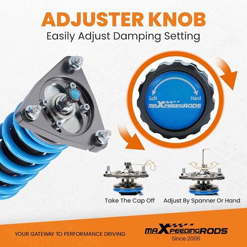 maXpeedingrods Coilover for Ford Mustang (S550) 2015-2023, 24 Levels Damper Adjustable Coilovers Suspension Kit Strut, Ride Height Adjustable Shock Absorber Struts, T6 Upgraded Lowering Kits Blue in Saudi Arabia