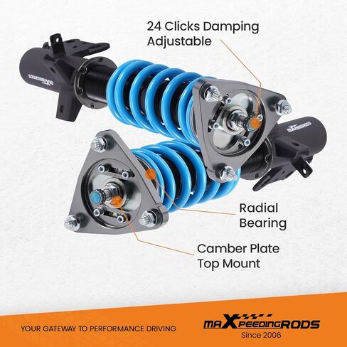 maXpeedingrods Coilover for Ford Mustang (S550) 2015-2023, 24 Levels Damper Adjustable Coilovers Suspension Kit Strut, Ride Height Adjustable Shock Absorber Struts, T6 Upgraded Lowering Kits Blue in Saudi Arabia