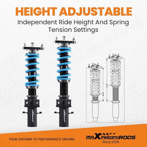 maXpeedingrods Coilover for Ford Mustang (S550) 2015-2023, 24 Levels Damper Adjustable Coilovers Suspension Kit Strut, Ride Height Adjustable Shock Absorber Struts, T6 Upgraded Lowering Kits Blue in Saudi Arabia