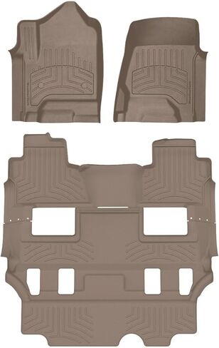 WeatherTech FloorLiner HP Custom Fit Floor Mats for Yukon, Tahoe (2nd Row Bucket Seats) - Full Set (44607-1-0IM), Black in Saudi Arabia