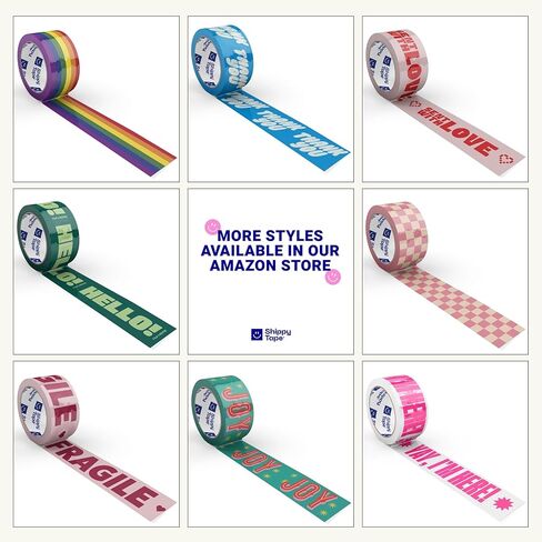 شريط تغليف مزخرف بنص عيد ميلاد سعيد، شريط تغليف وشحن لطيف للعطلات لهدايا العطلات - أحمر وردي، 1.88 بوصة × 110 ياردة (330 قدمًا) in Kuwait