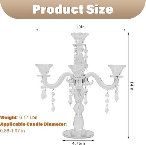 5 Arm Crystal Candle Holder Modern Clear Candlestick Holders Vintage Candelabra Centerpieces for Tables Candle Centerpieces for Home Wedding Centerpieces Dinner Party Formal Event Table Decoration in Saudi Arabia