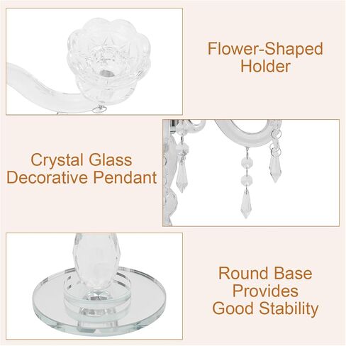 5 Arm Crystal Candle Holder Modern Clear Candlestick Holders Vintage Candelabra Centerpieces for Tables Candle Centerpieces for Home Wedding Centerpieces Dinner Party Formal Event Table Decoration in Saudi Arabia