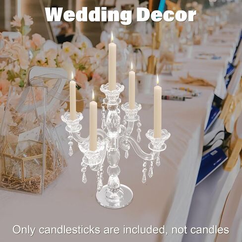 5 Arm Crystal Candle Holder Modern Clear Candlestick Holders Vintage Candelabra Centerpieces for Tables Candle Centerpieces for Home Wedding Centerpieces Dinner Party Formal Event Table Decoration in Saudi Arabia