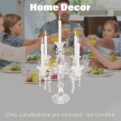 5 Arm Crystal Candle Holder Modern Clear Candlestick Holders Vintage Candelabra Centerpieces for Tables Candle Centerpieces for Home Wedding Centerpieces Dinner Party Formal Event Table Decoration in Saudi Arabia