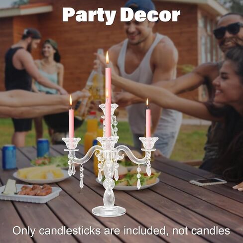 5 Arm Crystal Candle Holder Modern Clear Candlestick Holders Vintage Candelabra Centerpieces for Tables Candle Centerpieces for Home Wedding Centerpieces Dinner Party Formal Event Table Decoration in Saudi Arabia