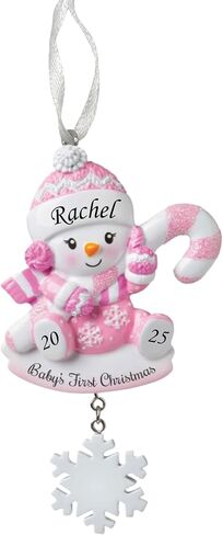 2025 Baby’s First Christmas Ornament – Baby Girl in Stocking Personalized Holiday Keepsake – Custom My 1st Christmas Ornament for Baby & Grandbaby – Engraved Gift for Newborn’s 1st Xmas in Saudi Arabia