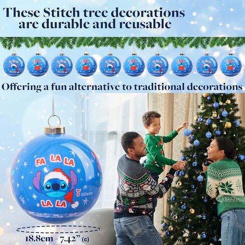 Disney Stitch Christmas Ornaments Set, Pack of 10 Tree Decorations, Hanging Ball Ornaments for Christmas Decorations, Cute Xmas Decor, Xmas Gifts in Saudi Arabia