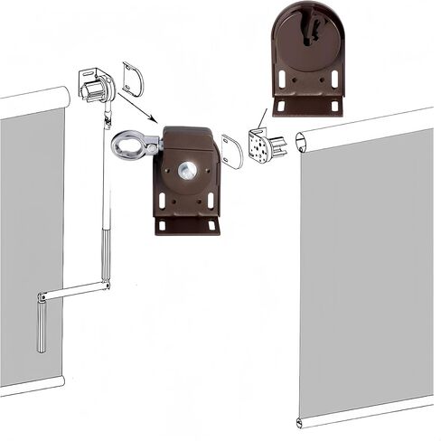 Generic Shade Cordless Bracket for Coolaroo Outdoor Exterior Roller Blind, Indoor and Outdoor Roller Shade,Upgraded to Metal Ring (Cordless Bracket,Beige) in Saudi Arabia