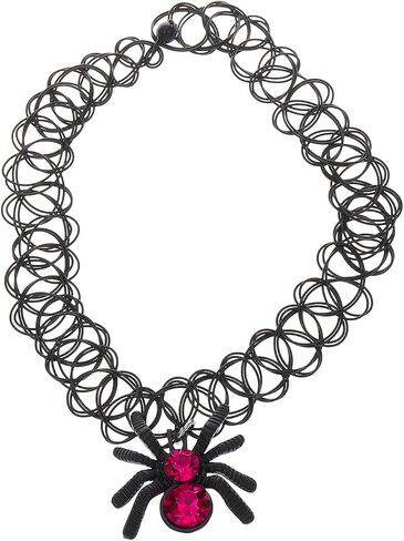 Gothic Black Spider Choker Necklace for Women Halloween Spider Choker Necklace Halloween Costume Necklace Black Red Spider Pendant Necklace Spider Halloween Party Costume Jewelry Accessories in Kuwait
