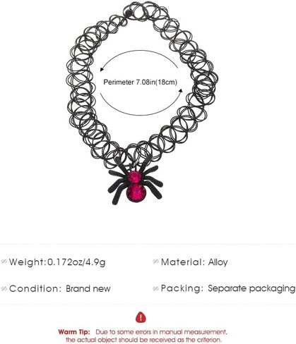Gothic Black Spider Choker Necklace for Women Halloween Spider Choker Necklace Halloween Costume Necklace Black Red Spider Pendant Necklace Spider Halloween Party Costume Jewelry Accessories in Kuwait