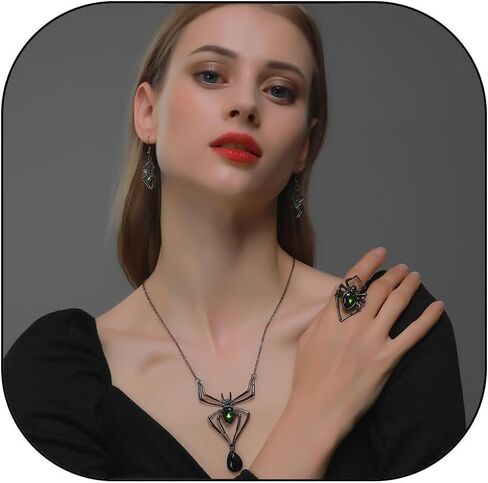 Gothic Black Spider Choker Necklace for Women Halloween Spider Choker Necklace Halloween Costume Necklace Black Red Spider Pendant Necklace Spider Halloween Party Costume Jewelry Accessories in Kuwait