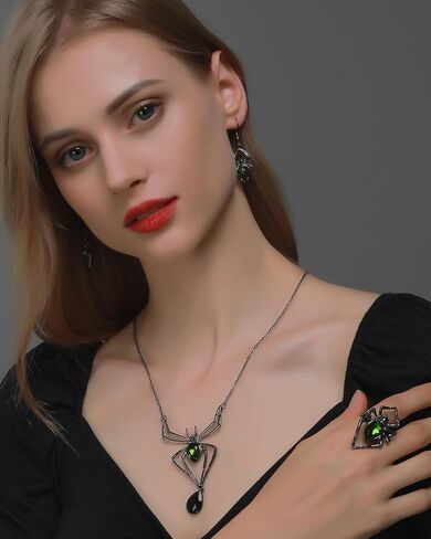Gothic Black Spider Choker Necklace for Women Halloween Spider Choker Necklace Halloween Costume Necklace Black Red Spider Pendant Necklace Spider Halloween Party Costume Jewelry Accessories in Kuwait