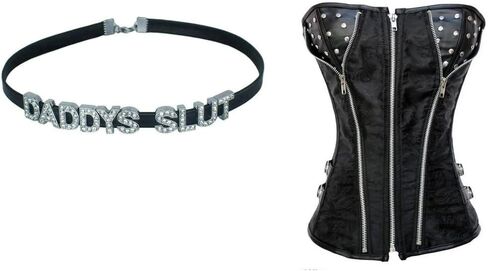 3PCS Daddy's Adult Play Choker Necklaces,Sexy DDLG Adult Bedroom Play Outfits Collar For Couples Lover Hotwife, Brat Goodgirl Black PU Dad's Sexy Toys Lingerie Accessories Jewelry in Saudi Arabia
