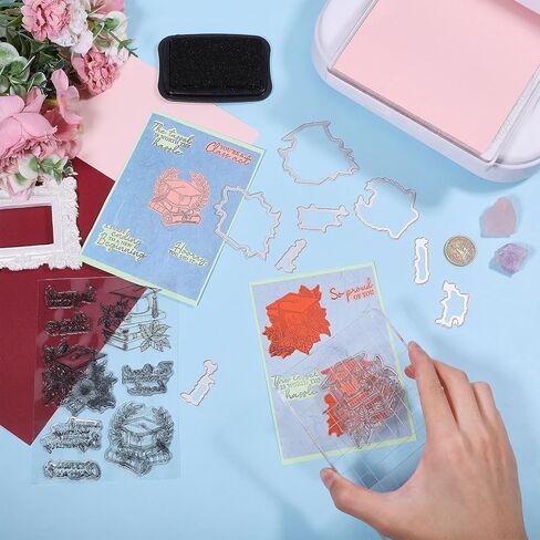 ORIGACH Farm Animals Clear Stamps and Cutting Dies for Card Making with Cow Sheep Pig Rabbits Rooster Transparent Stamps and Die Set for DIY Crafting Scrapbooking Photo Album Journaling Decoration in Kuwait