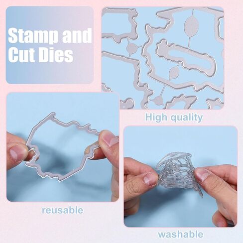 ORIGACH Farm Animals Clear Stamps and Cutting Dies for Card Making with Cow Sheep Pig Rabbits Rooster Transparent Stamps and Die Set for DIY Crafting Scrapbooking Photo Album Journaling Decoration in Kuwait